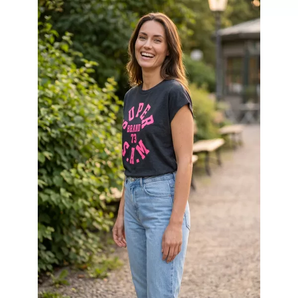  Frauen t -Shirt mit kurzen Ärmeln SAM 73 ROBYN WT 814 SCHWARZ 