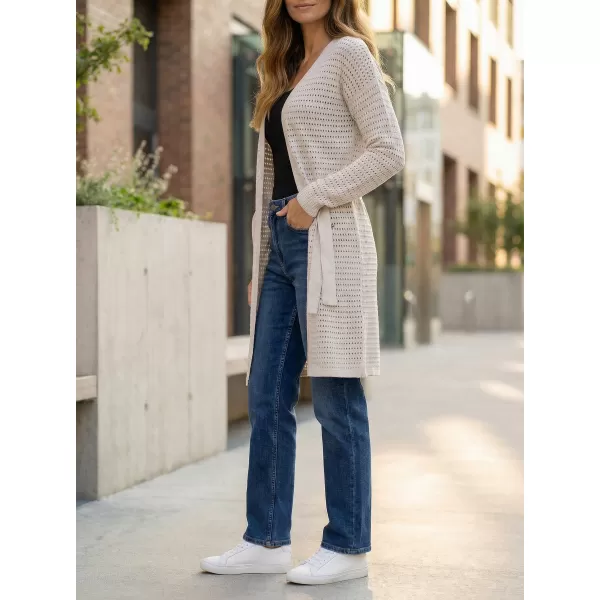  Lange Strickjacke für Damen KIXMI LORRY HELLGRAU 