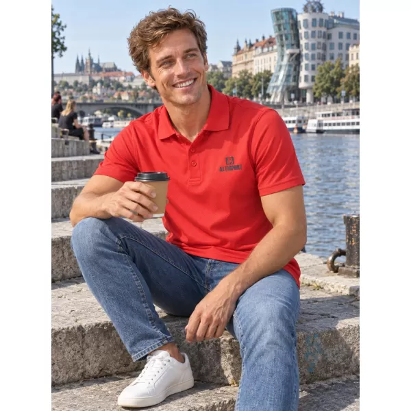  Herren-Funktions-T-Shirt mit Kragen ALTISPORT ALM006217 ROT 