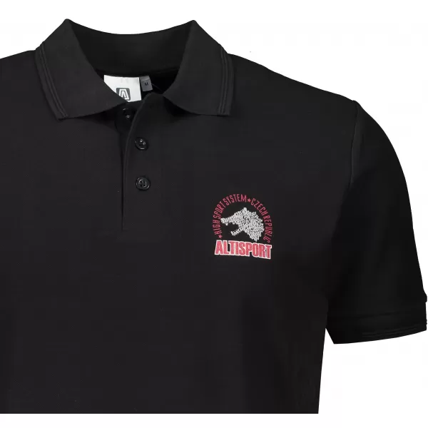  Herren-T-Shirt mit Kragen ALTISPORT ALM071203 SCHWARZ UND ROT 