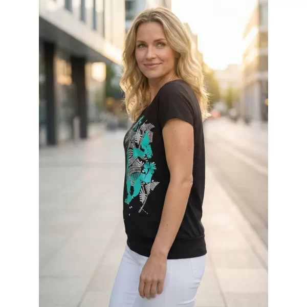  Damen-T-Shirt ALTISPORT ALW084120 SCHWARZ TÜRKIS 