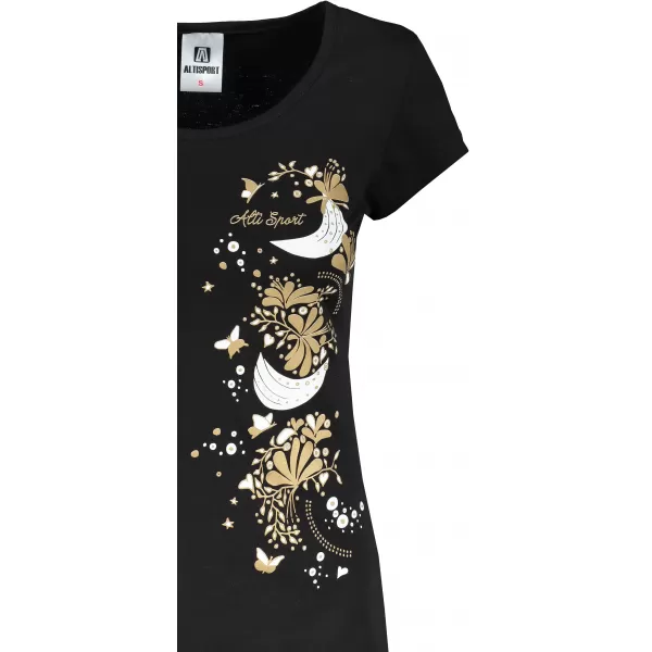  Damen-T-Shirt ALTISPORT ALW096122 SCHWARZ UND GOLD 