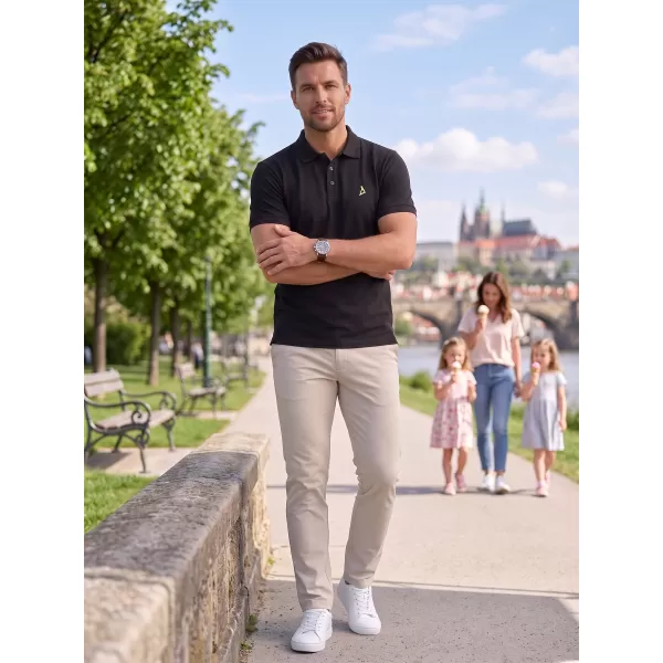  Premium-T-Shirt für Herren mit Kragen ALTISPORT ALM002203 SCHWARZ UND GRÜN 