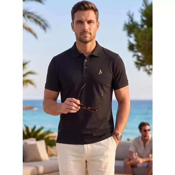  Premium-T-Shirt für Herren mit Kragen ALTISPORT ALM002203 SCHWARZ UND GOLD 