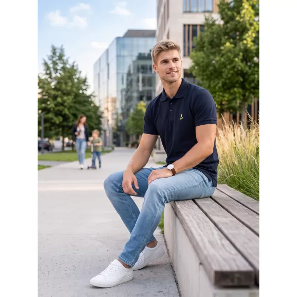  Premium-T-Shirt für Herren mit Kragen ALTISPORT ALM002203 NAVY BLAU 