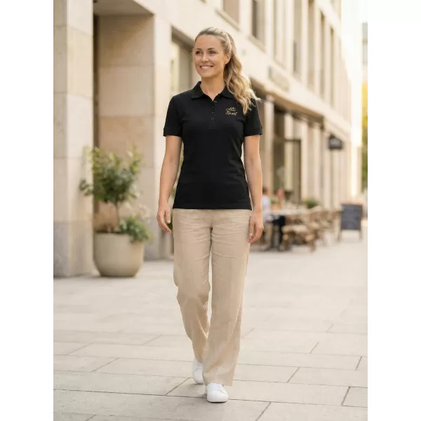  Damen-T-Shirt mit Kragen ALTISPORT ALW056210 SCHWARZ UND GOLD 