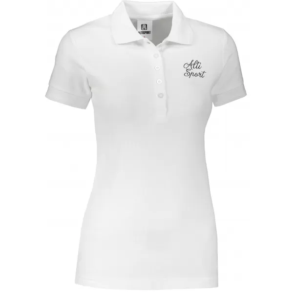  Damen-T-Shirt mit Kragen ALTISPORT ALW056210 SCHWARZ UND WEIß 