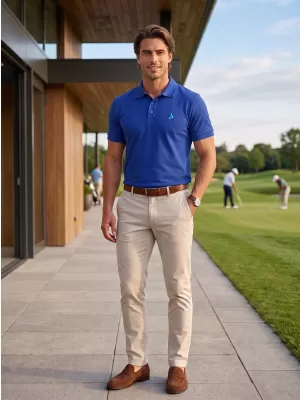 Premium-T-Shirt für Herren mit Kragen ALTISPORT ALM002203 KÖNIGSBLAU