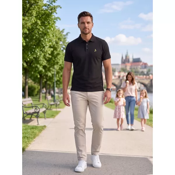  Premium-T-Shirt für Herren mit Kragen ALTISPORT ALM002203 SCHWARZ UND GRÜN 