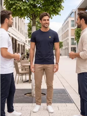 Pánské premium triko ALTISPORT CARRYOVER ALM065153 NÁMOŘNÍ MODRÁ/ZELENÁ