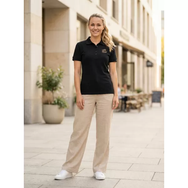  Damen-T-Shirt mit Kragen ALTISPORT ALW056210 SCHWARZ UND GOLD 