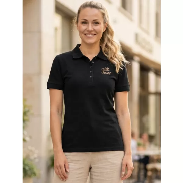  Damen-T-Shirt mit Kragen ALTISPORT ALW056210 SCHWARZ UND GOLD 