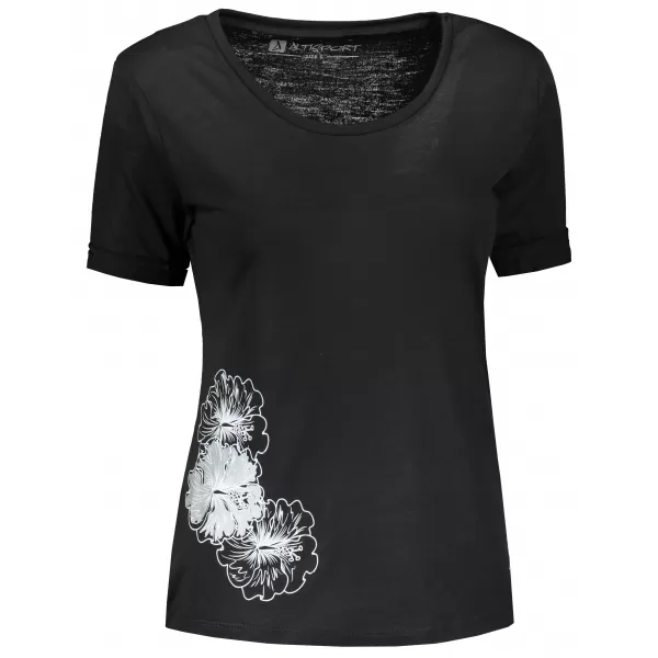  Damen-T-Shirt ALTISPORT ALW106AL1 SCHWARZ UND SILBER 