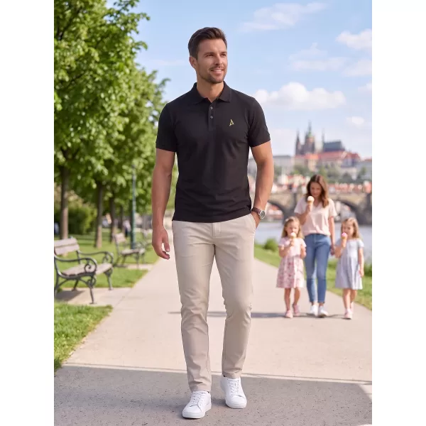  Premium-T-Shirt für Herren mit Kragen ALTISPORT ALM002203 SCHWARZ UND GRÜN 