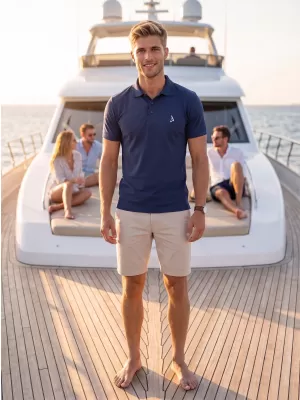 Premium-T-Shirt für Herren mit Kragen ALTISPORT ALM002203 MITTERNACHTSBLAU