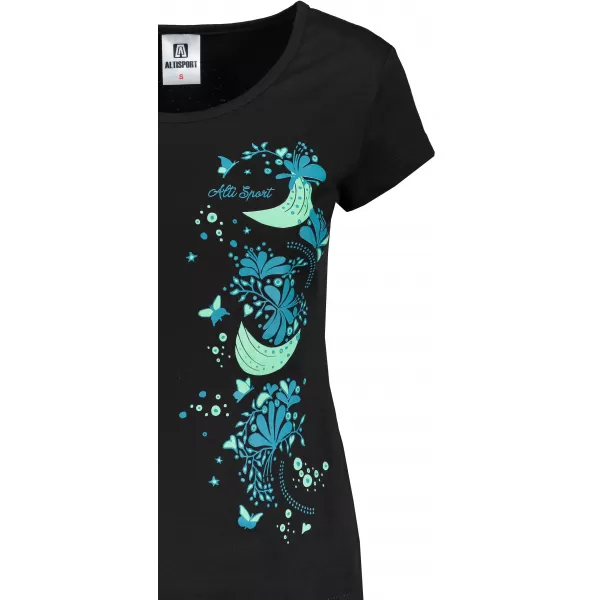  Damen-T-Shirt ALTISPORT ALW096122 SCHWARZ UND BLAU 