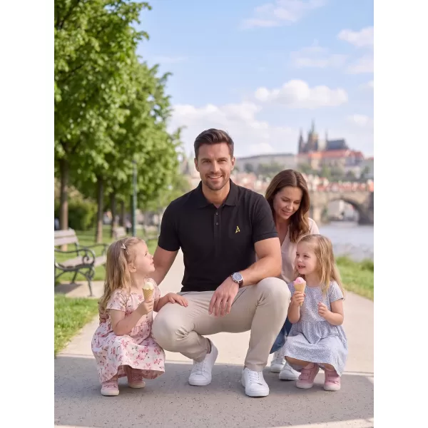  Premium-T-Shirt für Herren mit Kragen ALTISPORT ALM002203 SCHWARZ UND GRÜN 