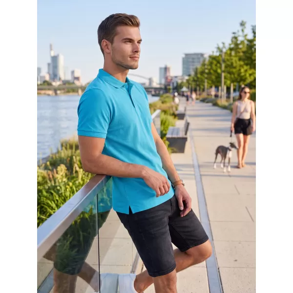  Premium-T-Shirt für Herren mit Kragen ALTISPORT ALM002203 TÜRKIS 