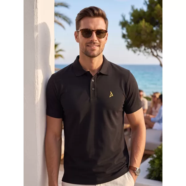  Premium-T-Shirt für Herren mit Kragen ALTISPORT ALM002203 SCHWARZ UND GOLD 