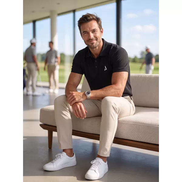  Premium-T-Shirt für Herren mit Kragen ALTISPORT ALM002203 SCHWARZ UND WEIß 