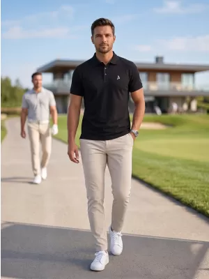 Premium-T-Shirt für Herren mit Kragen ALTISPORT ALM002203 SCHWARZ UND WEIß