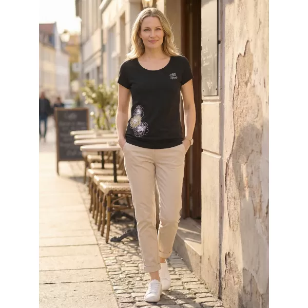  Damen-T-Shirt ALTISPORT ALW106120 SCHWARZ UND GOLD 