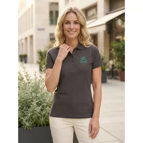 Damen-T-Shirt mit Kragen ALTISPORT ALW056210 EBENHOLZGRAU/BLAU 