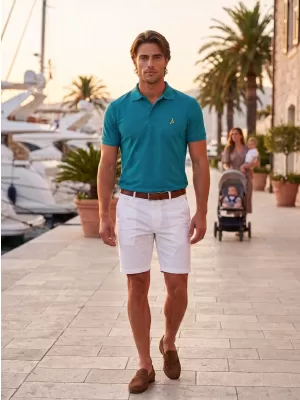 Premium-T-Shirt für Herren mit Kragen ALTISPORT ALM002203 DUNKLES TÜRKIS