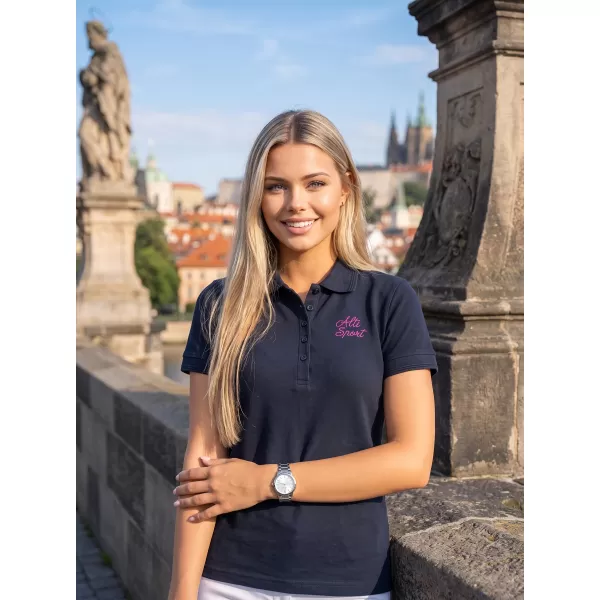  Damen-T-Shirt mit Kragen ALTISPORT ALW056210 NAVY BLAU 