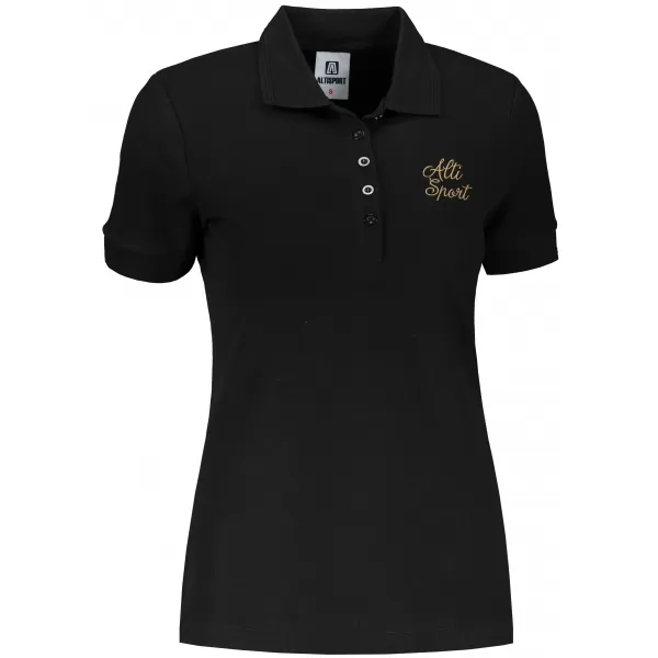  Damen-T-Shirt mit Kragen ALTISPORT ALW056210 SCHWARZ UND GOLD 