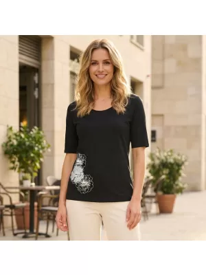 Damen-T-Shirt ALTISPORT ALW106AL1 SCHWARZ UND SILBER