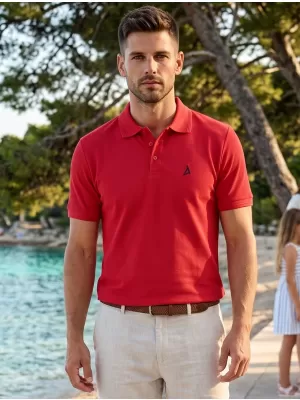 Premium-T-Shirt für Herren mit Kragen ALTISPORT ALM002203 ROT