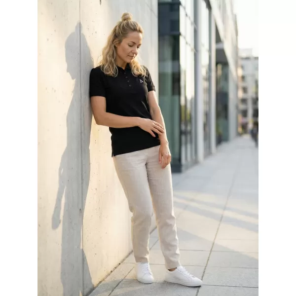  Premium-T-Shirt für Damen mit Kragen ALTISPORT ALW002210 SCHWARZ UND WEIß 