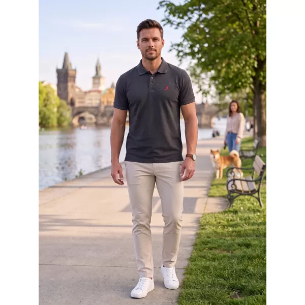  Premium-T-Shirt für Herren mit Kragen ALTISPORT ALM002203 ANTHRAZIT-HIGHLIGHT 