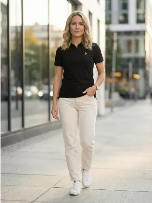 Premium-T-Shirt für Damen mit Kragen ALTISPORT ALW002210 SCHWARZ UND GOLD