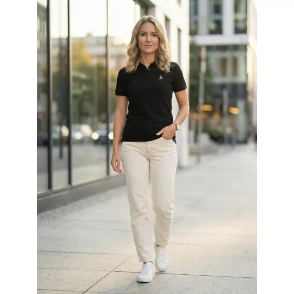  Premium-T-Shirt für Damen mit Kragen ALTISPORT ALW002210 SCHWARZ UND GOLD 