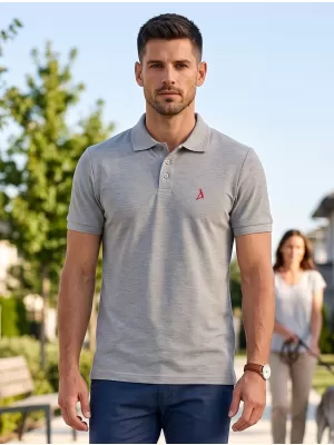 Premium-T-Shirt für Herren mit Kragen ALTISPORT ALM002203 DUNKELGRAUE HIGHLIGHTS