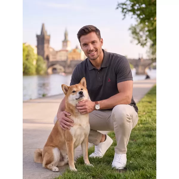  Premium-T-Shirt für Herren mit Kragen ALTISPORT ALM002203 ANTHRAZIT-HIGHLIGHT 