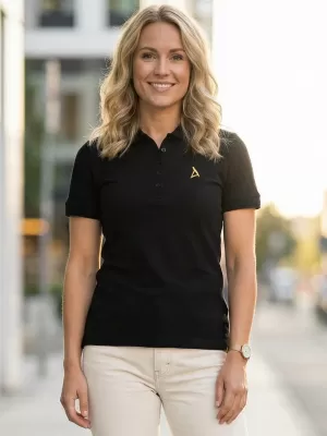 Premium-T-Shirt für Damen mit Kragen ALTISPORT ALW002210 SCHWARZ UND GOLD