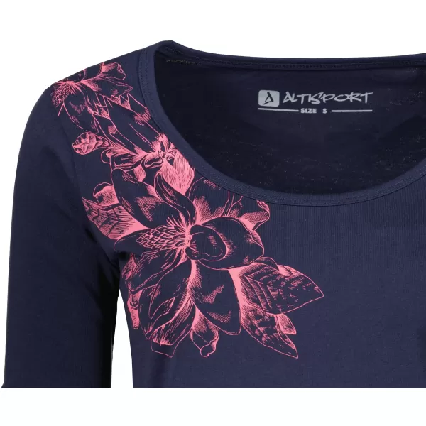  Damen-T-Shirt ALTISPORT KOLIA LTSU837 DUNKELBLAU/ROSA 