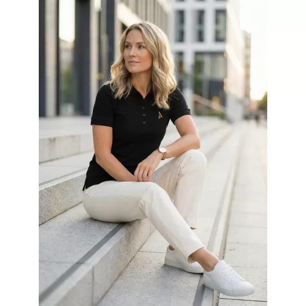  Premium-T-Shirt für Damen mit Kragen ALTISPORT ALW002210 SCHWARZ UND GOLD 