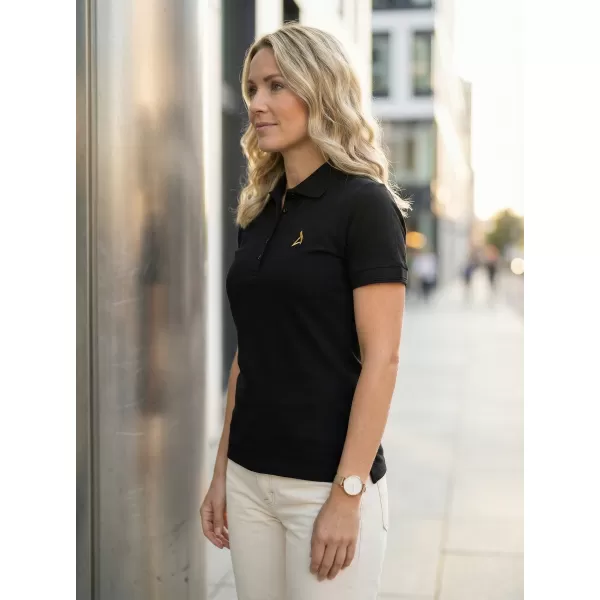  Premium-T-Shirt für Damen mit Kragen ALTISPORT ALW002210 SCHWARZ UND GOLD 