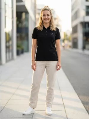 Premium-T-Shirt für Damen mit Kragen ALTISPORT ALW002210 SCHWARZ UND WEIß