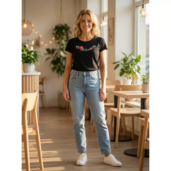  Damen-T-Shirt ALTISPORT ALW116122 SCHWARZ UND ROT 
