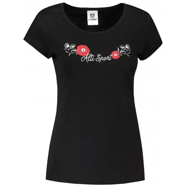  Damen-T-Shirt ALTISPORT ALW116122 SCHWARZ UND ROT 