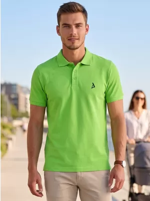 Premium-T-Shirt für Herren mit Kragen ALTISPORT ALM002203 APFELGRÜN