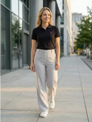 Premium-T-Shirt für Damen mit Kragen ALTISPORT ALW002210 SCHWARZ ROSA
