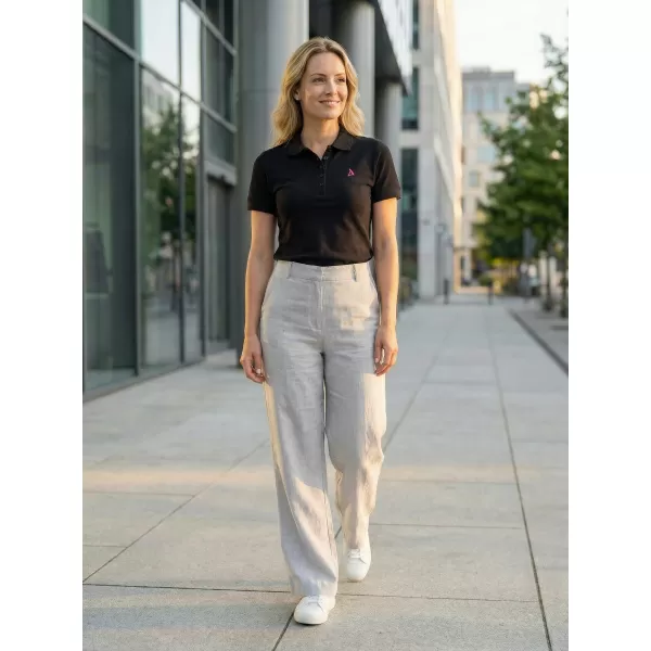  Premium-T-Shirt für Damen mit Kragen ALTISPORT ALW002210 SCHWARZ ROSA 