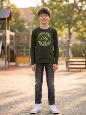 Boy T -Shirt mit langen Ärmeln SAM 73 SASHA BT 552 ARMEE