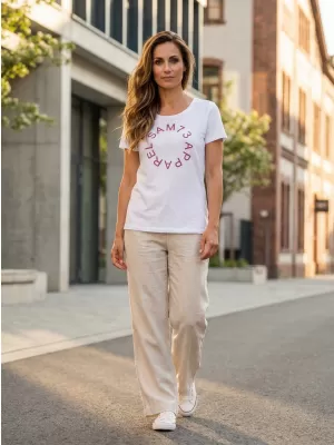Frauen t -Shirt mit kurzen Ärmeln SAM 73 ARIAS WT 825 WEIß